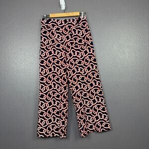 Maeve Size 28 The Collette Red Blue Link Chain Print Wide Leg High Rise Pants